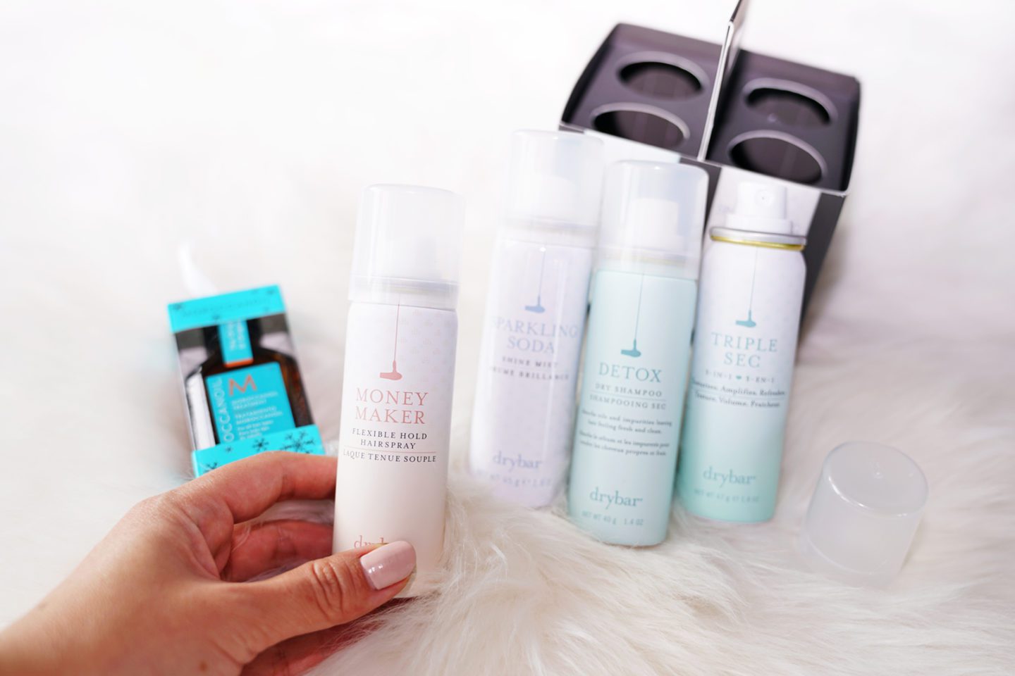 Drybar Four Pack Spray and Moroccanoil Mini Ornament