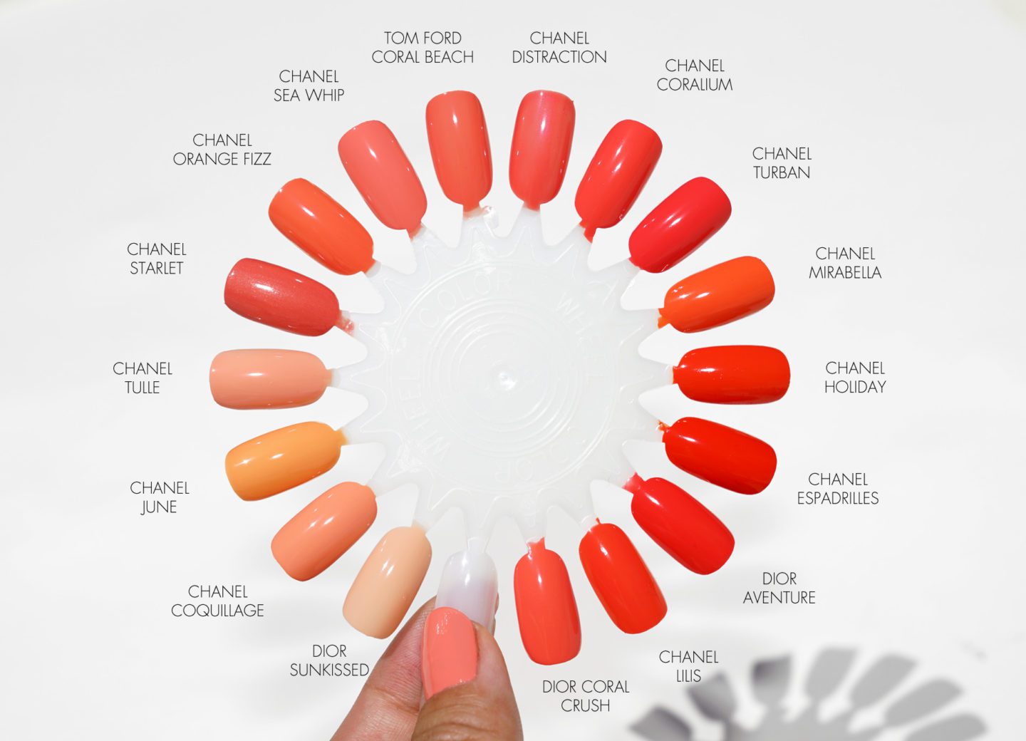 Chanel Cruise 2017 Nail Polishes, Coquilage, Sea Whip, Coralium, Sargaso Comparisons