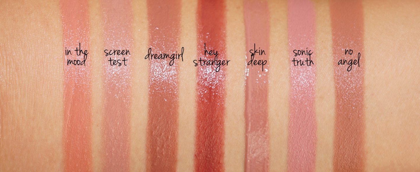 Marc Jacobs Beauty Le Marc Lip Creme, New Nudes Sheer Gel Lipstick and Enamored Hi-Shine Lip Lacquer Lipgloss swatches | The Beauty Look Book