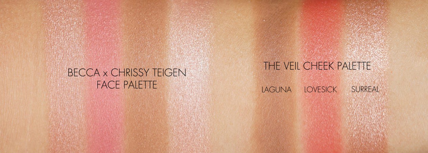Becca Chrissy Teigen vs NARS The Veil swatches