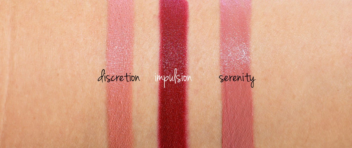 Chanel Jumbo Longwear Matte Lip Crayon in Discretion and Impulsion, Rouge Allure Ink in Serenity swatches | The Beauty Look Book