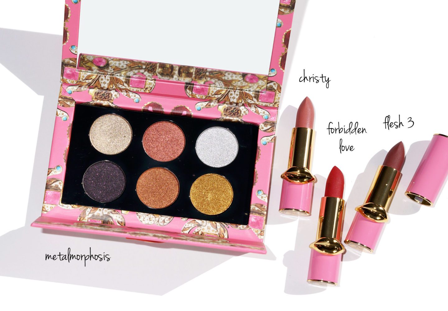 Pat McGrath Opulence Holiday 2018 Mthrshp Subversive Metalmorphosis, MatteTrance Christy, Flesh 3 and Forbidden Love