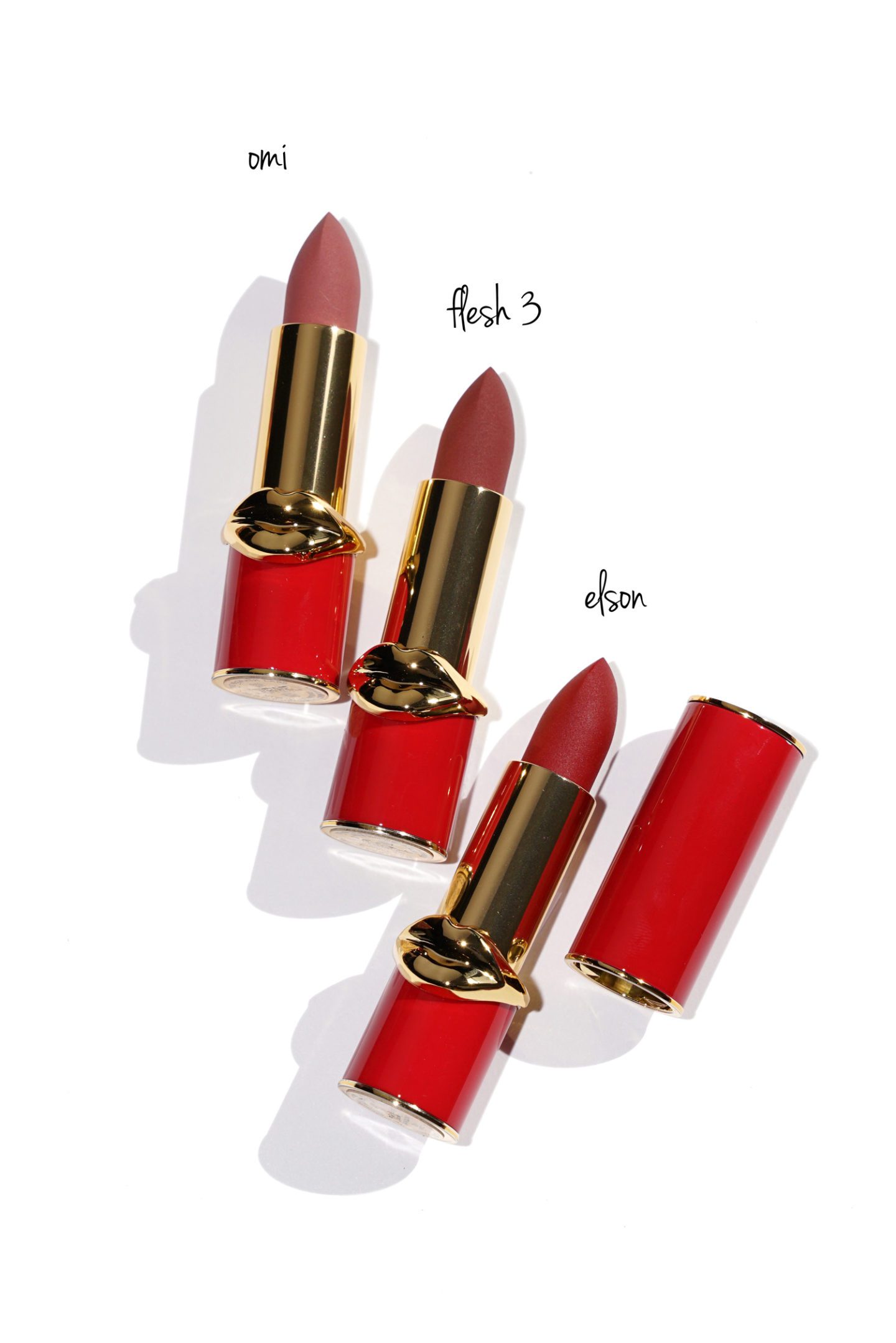 Pat McGrath MatteTrance Lipsticks in Matte Trance in OMI, Flesh 3 and Elson