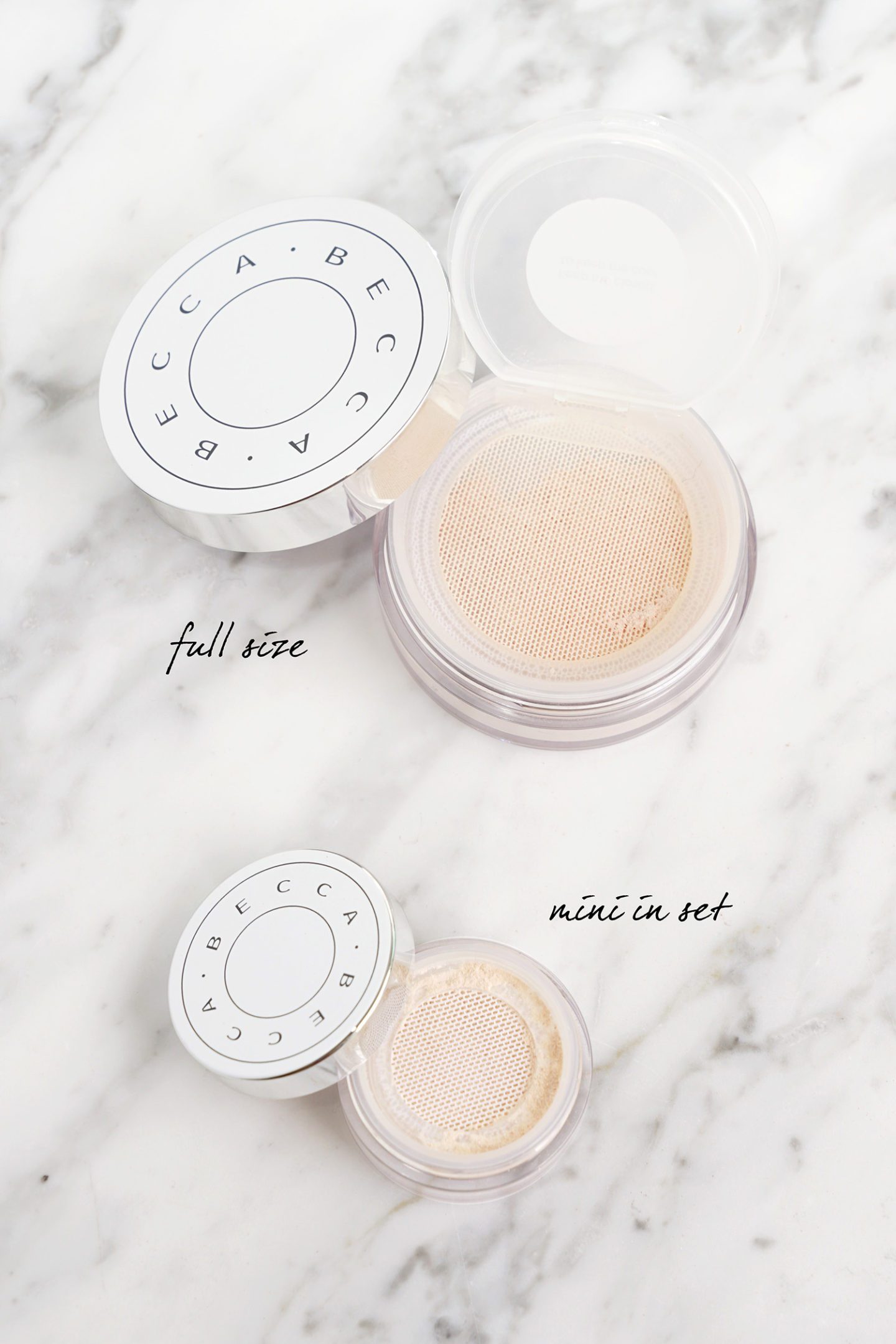 Becca Hydra-Mist Set Refresh Powder Full vs Mini