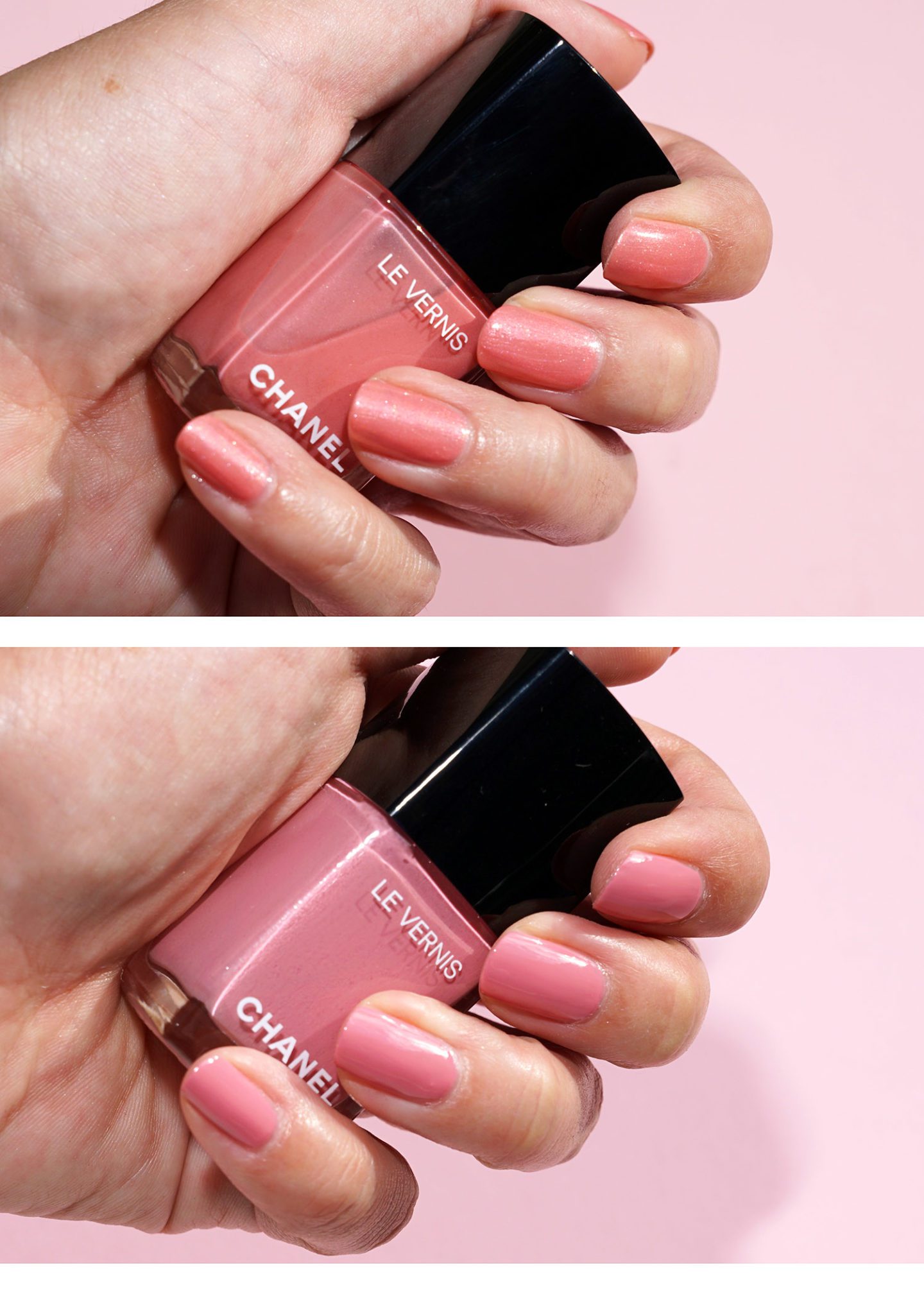 Chanel Le Vernis Fleur de Pecher and Petale swatch