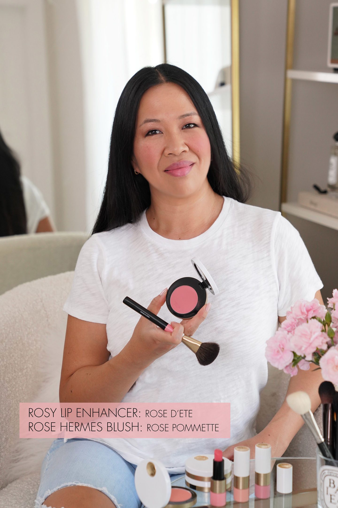 Hermes Rosy Lip Enhancer Rose D’Ete + Silky Blush Powder Rose Pommette
