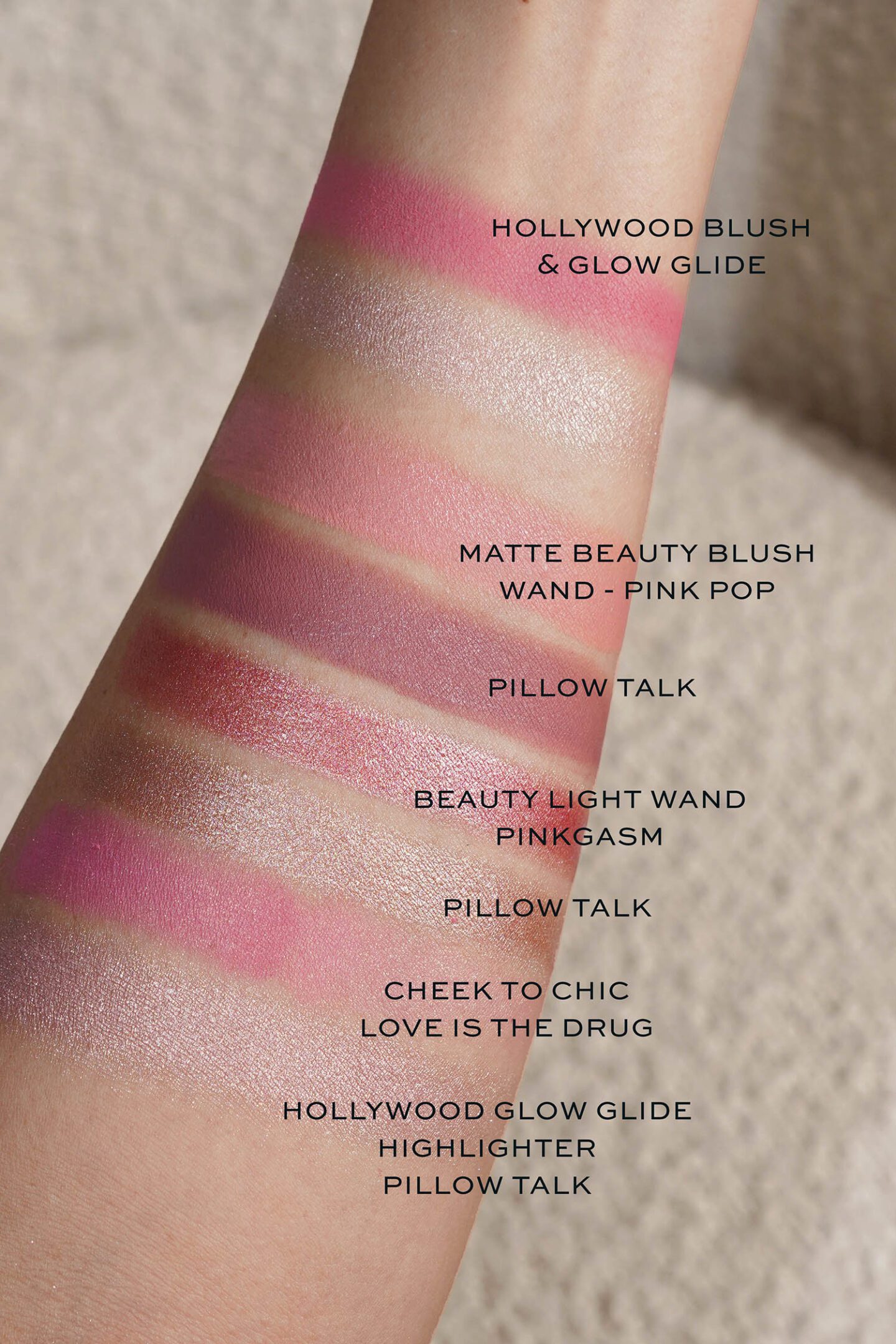 Charlotte Tilbury Hollywood Blush and Glow Glide Palette swatches